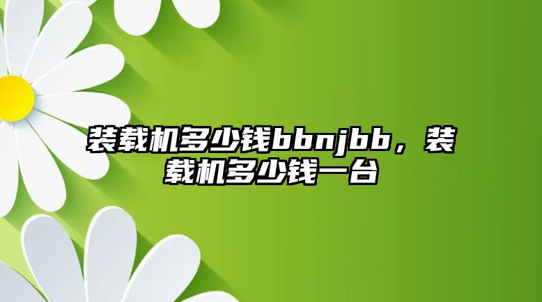 裝載機(jī)多少錢bbnjbb，裝載機(jī)多少錢一臺(tái)