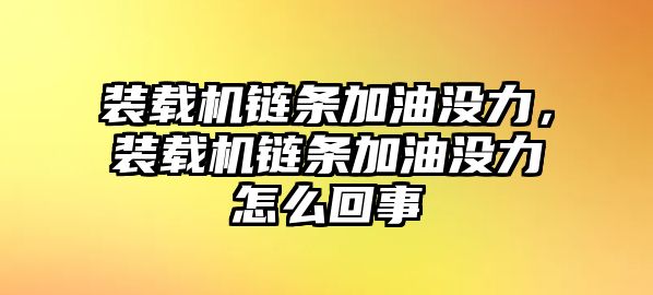 裝載機鏈條加油沒力，裝載機鏈條加油沒力怎么回事