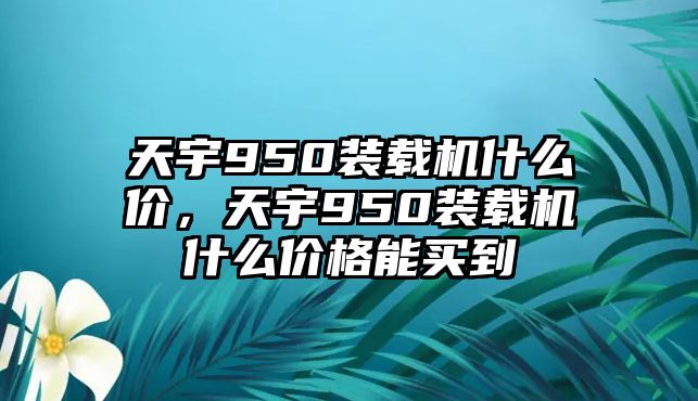 天宇950裝載機(jī)什么價，天宇950裝載機(jī)什么價格能買到