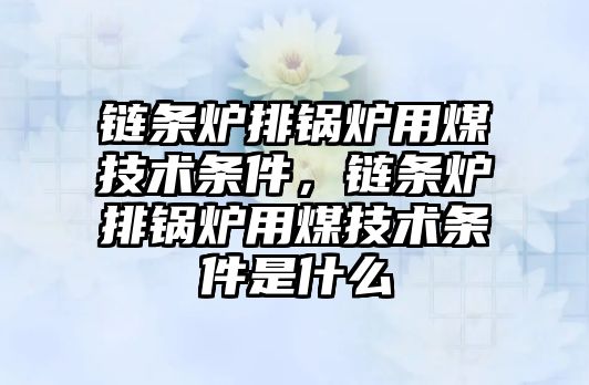 鏈條爐排鍋爐用煤技術條件，鏈條爐排鍋爐用煤技術條件是什么