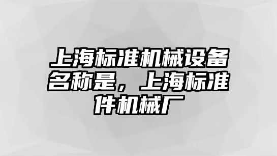 上海標準機械設(shè)備名稱是，上海標準件機械廠