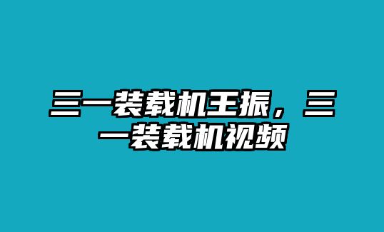 三一裝載機王振，三一裝載機視頻