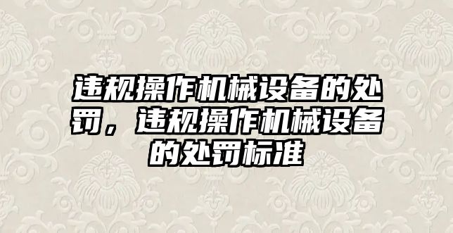 違規(guī)操作機械設備的處罰，違規(guī)操作機械設備的處罰標準