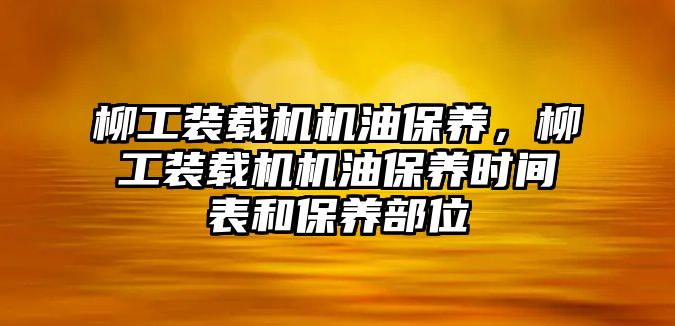 柳工裝載機機油保養(yǎng)，柳工裝載機機油保養(yǎng)時間表和保養(yǎng)部位