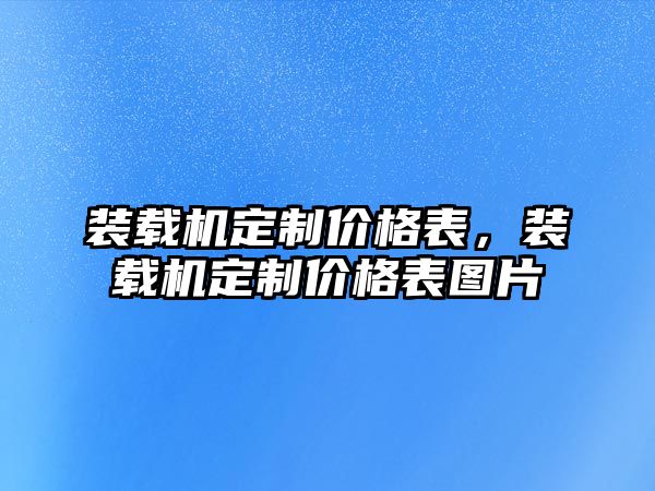 裝載機定制價格表，裝載機定制價格表圖片