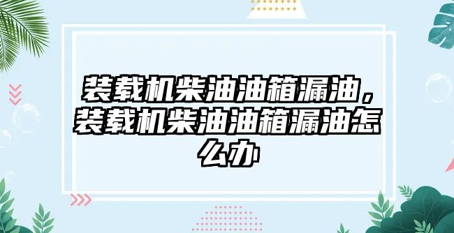 裝載機(jī)柴油油箱漏油，裝載機(jī)柴油油箱漏油怎么辦