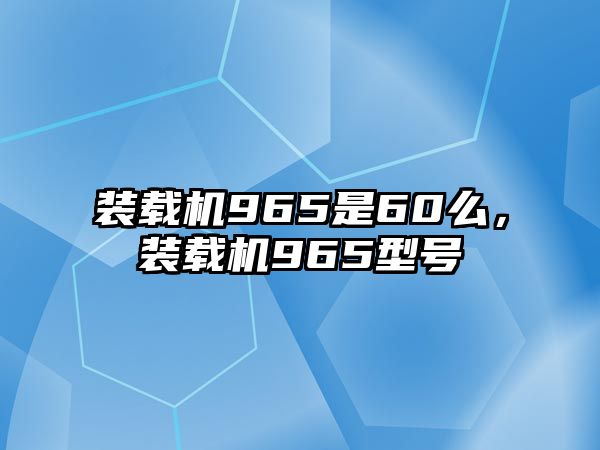 裝載機(jī)965是60么，裝載機(jī)965型號(hào)