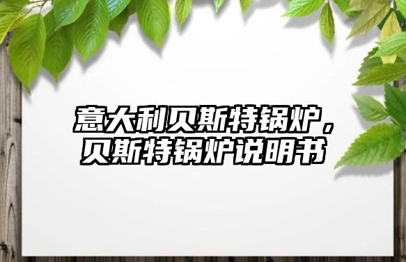 意大利貝斯特鍋爐，貝斯特鍋爐說明書