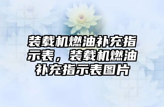 裝載機燃油補充指示表，裝載機燃油補充指示表圖片