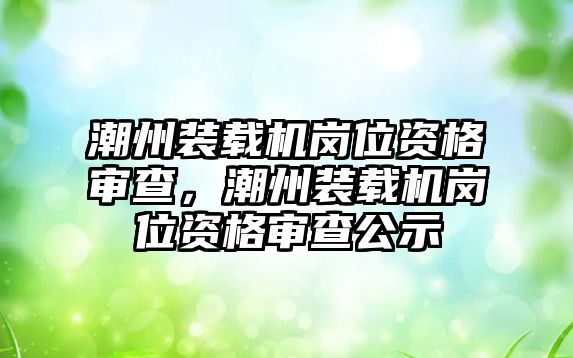 潮州裝載機(jī)崗位資格審查，潮州裝載機(jī)崗位資格審查公示