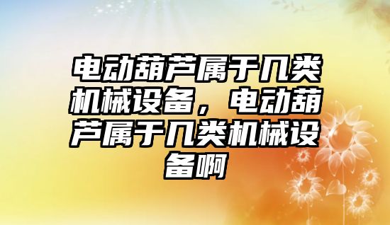 電動葫蘆屬于幾類機械設(shè)備，電動葫蘆屬于幾類機械設(shè)備啊