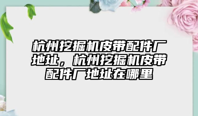 杭州挖掘機皮帶配件廠地址，杭州挖掘機皮帶配件廠地址在哪里