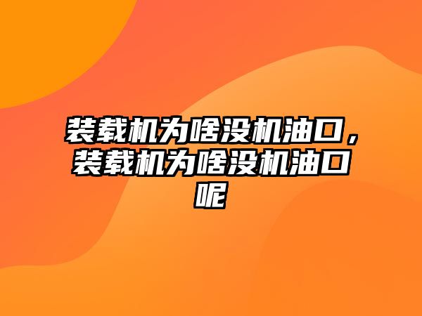 裝載機(jī)為啥沒機(jī)油口，裝載機(jī)為啥沒機(jī)油口呢