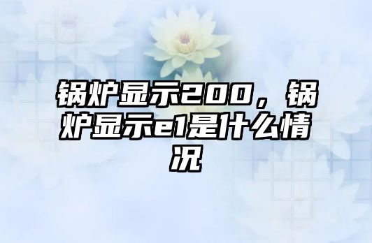 鍋爐顯示200，鍋爐顯示e1是什么情況