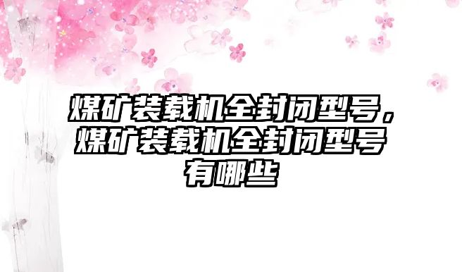 煤礦裝載機(jī)全封閉型號(hào)，煤礦裝載機(jī)全封閉型號(hào)有哪些