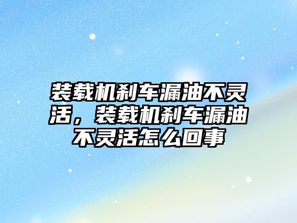 裝載機剎車漏油不靈活，裝載機剎車漏油不靈活怎么回事