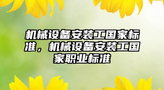 機械設備安裝工國家標準，機械設備安裝工國家職業(yè)標準