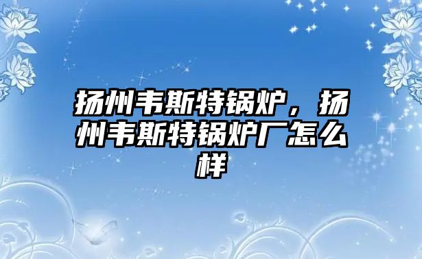 揚(yáng)州韋斯特鍋爐，揚(yáng)州韋斯特鍋爐廠怎么樣