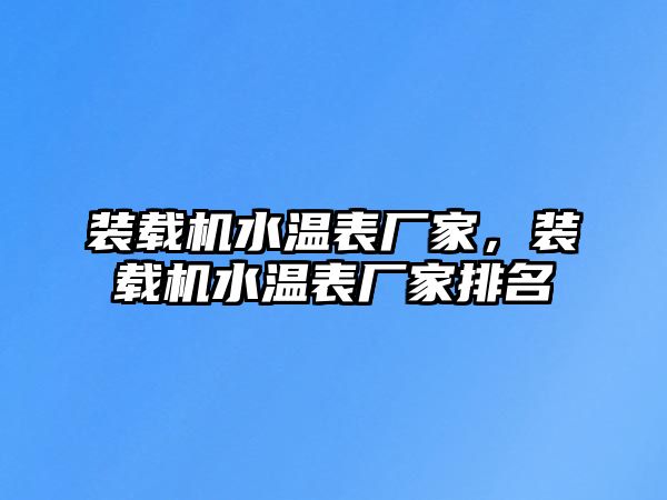 裝載機(jī)水溫表廠家，裝載機(jī)水溫表廠家排名