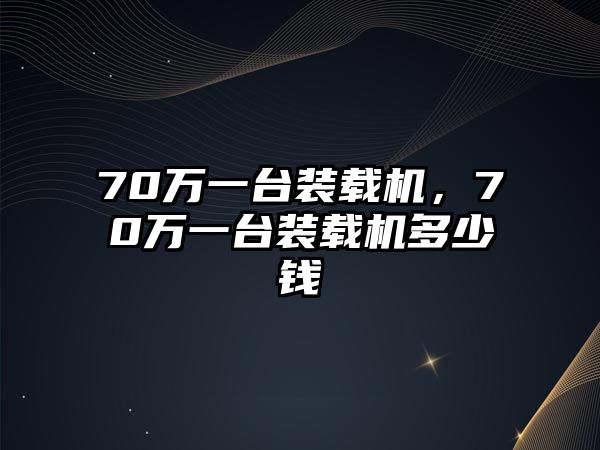 70萬(wàn)一臺(tái)裝載機(jī)，70萬(wàn)一臺(tái)裝載機(jī)多少錢(qián)