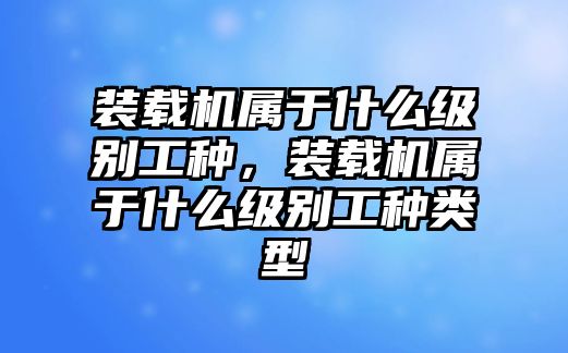 裝載機屬于什么級別工種，裝載機屬于什么級別工種類型