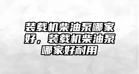 裝載機柴油泵哪家好，裝載機柴油泵哪家好耐用