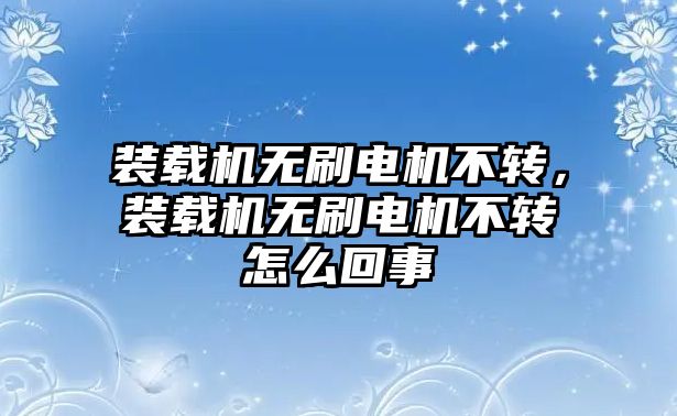 裝載機無刷電機不轉(zhuǎn)，裝載機無刷電機不轉(zhuǎn)怎么回事