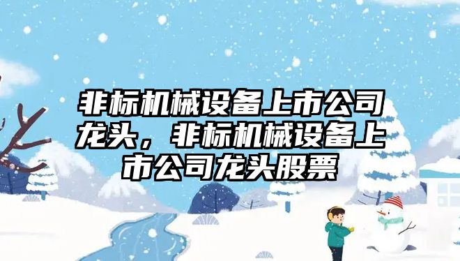 非標機械設(shè)備上市公司龍頭，非標機械設(shè)備上市公司龍頭股票