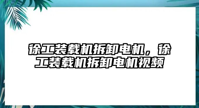 徐工裝載機(jī)拆卸電機(jī)，徐工裝載機(jī)拆卸電機(jī)視頻