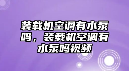 裝載機(jī)空調(diào)有水泵嗎，裝載機(jī)空調(diào)有水泵嗎視頻