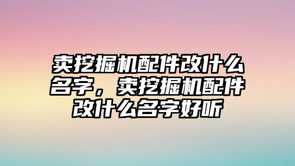 賣挖掘機配件改什么名字，賣挖掘機配件改什么名字好聽