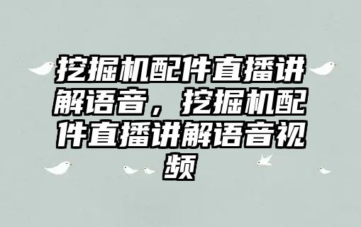 挖掘機(jī)配件直播講解語(yǔ)音，挖掘機(jī)配件直播講解語(yǔ)音視頻