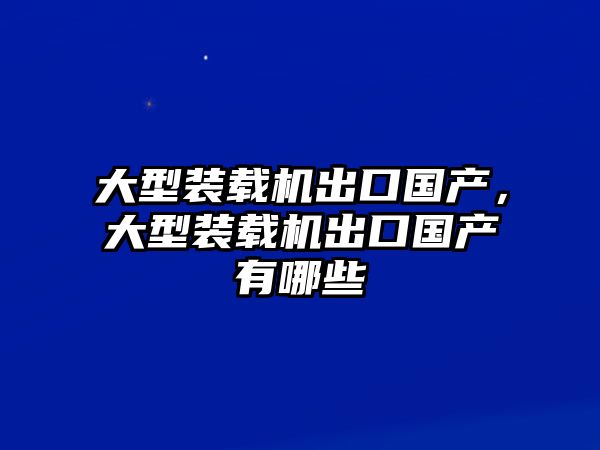 大型裝載機(jī)出口國(guó)產(chǎn)，大型裝載機(jī)出口國(guó)產(chǎn)有哪些