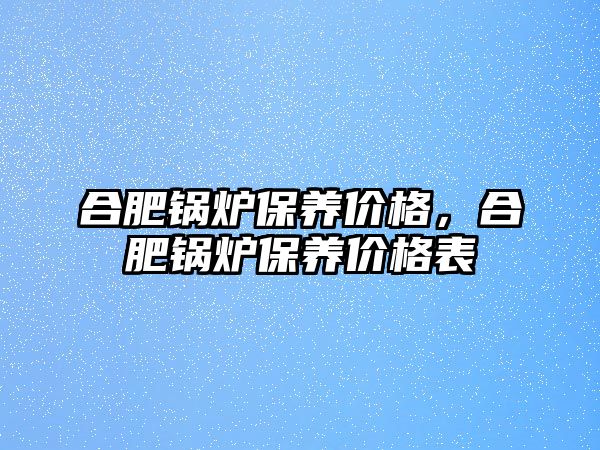 合肥鍋爐保養(yǎng)價格，合肥鍋爐保養(yǎng)價格表