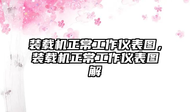 裝載機(jī)正常工作儀表圖，裝載機(jī)正常工作儀表圖解