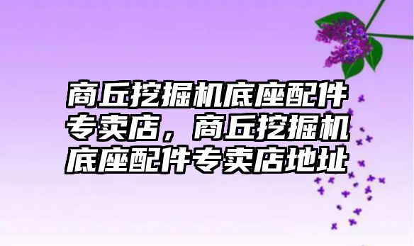 商丘挖掘機底座配件專賣店，商丘挖掘機底座配件專賣店地址