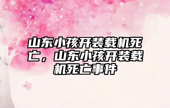 山東小孩開裝載機(jī)死亡，山東小孩開裝載機(jī)死亡事件