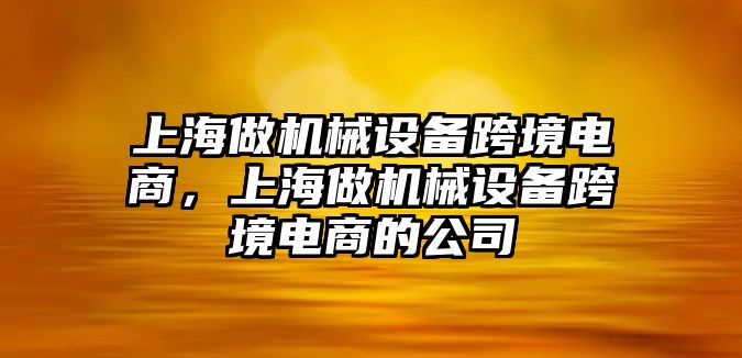 上海做機(jī)械設(shè)備跨境電商，上海做機(jī)械設(shè)備跨境電商的公司