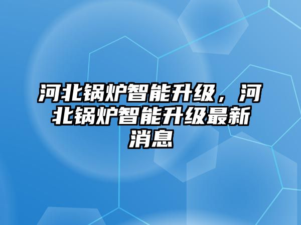 河北鍋爐智能升級，河北鍋爐智能升級最新消息