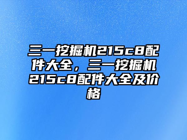 三一挖掘機215c8配件大全，三一挖掘機215c8配件大全及價格