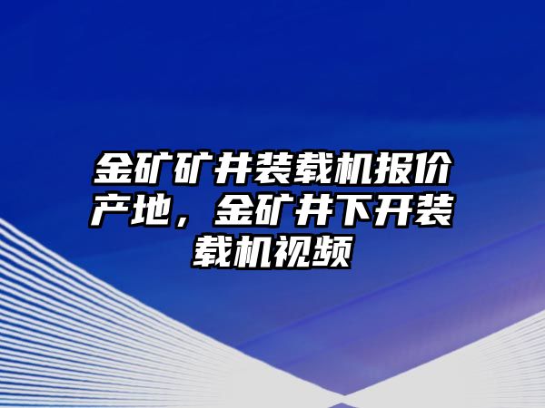 金礦礦井裝載機報價產(chǎn)地，金礦井下開裝載機視頻