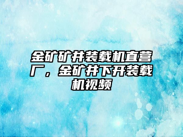 金礦礦井裝載機(jī)直營(yíng)廠，金礦井下開(kāi)裝載機(jī)視頻