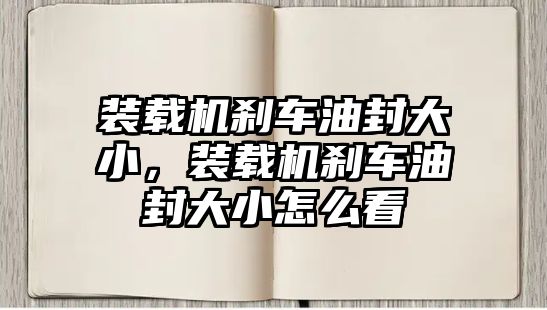 裝載機(jī)剎車油封大小，裝載機(jī)剎車油封大小怎么看