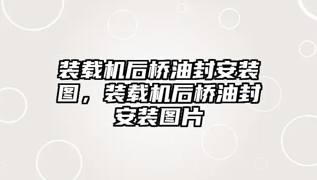 裝載機(jī)后橋油封安裝圖，裝載機(jī)后橋油封安裝圖片