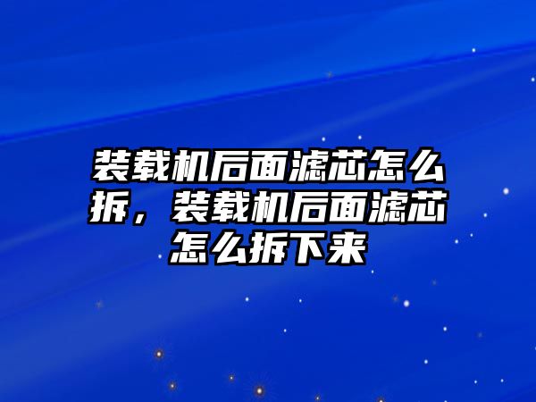 裝載機后面濾芯怎么拆，裝載機后面濾芯怎么拆下來