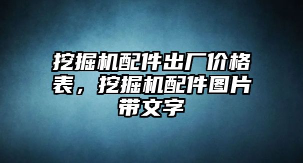 挖掘機配件出廠價格表，挖掘機配件圖片帶文字