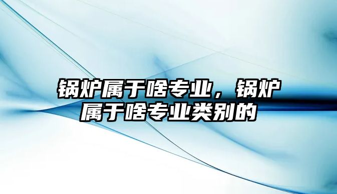 鍋爐屬于啥專業(yè)，鍋爐屬于啥專業(yè)類別的