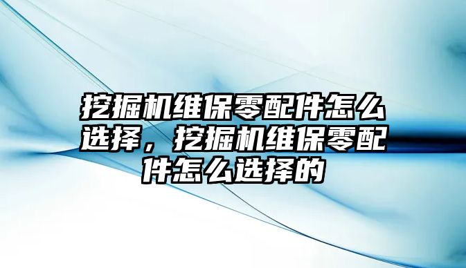 挖掘機(jī)維保零配件怎么選擇，挖掘機(jī)維保零配件怎么選擇的