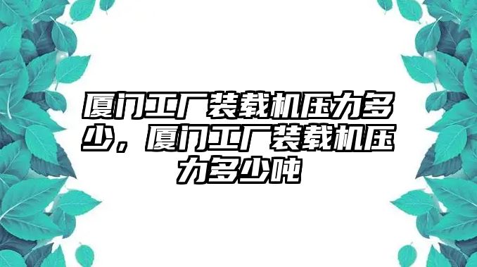 廈門工廠裝載機(jī)壓力多少，廈門工廠裝載機(jī)壓力多少噸