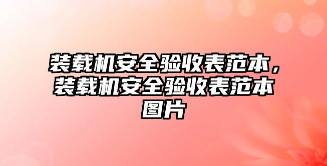 裝載機(jī)安全驗(yàn)收表范本，裝載機(jī)安全驗(yàn)收表范本圖片